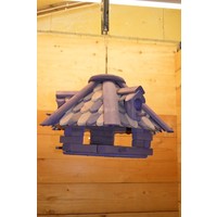 thumb-Tweekleurig houten vogelhuisje lila en crème voor voederen-3