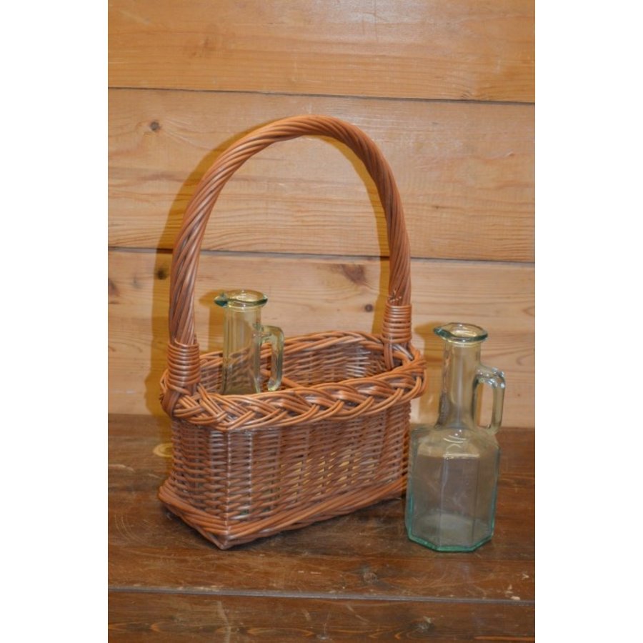 Gevlochten flessenmandje voor olie en azijn van wilgentenen-1
