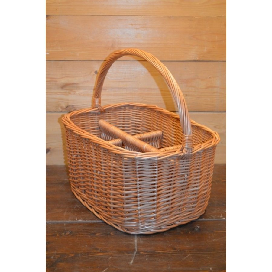 Handig gevlochten wilgentenen flessenmandje voor 6 flessen-3