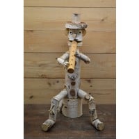 thumb-Decoratief mannetje van berkenhout met blokfluit-2