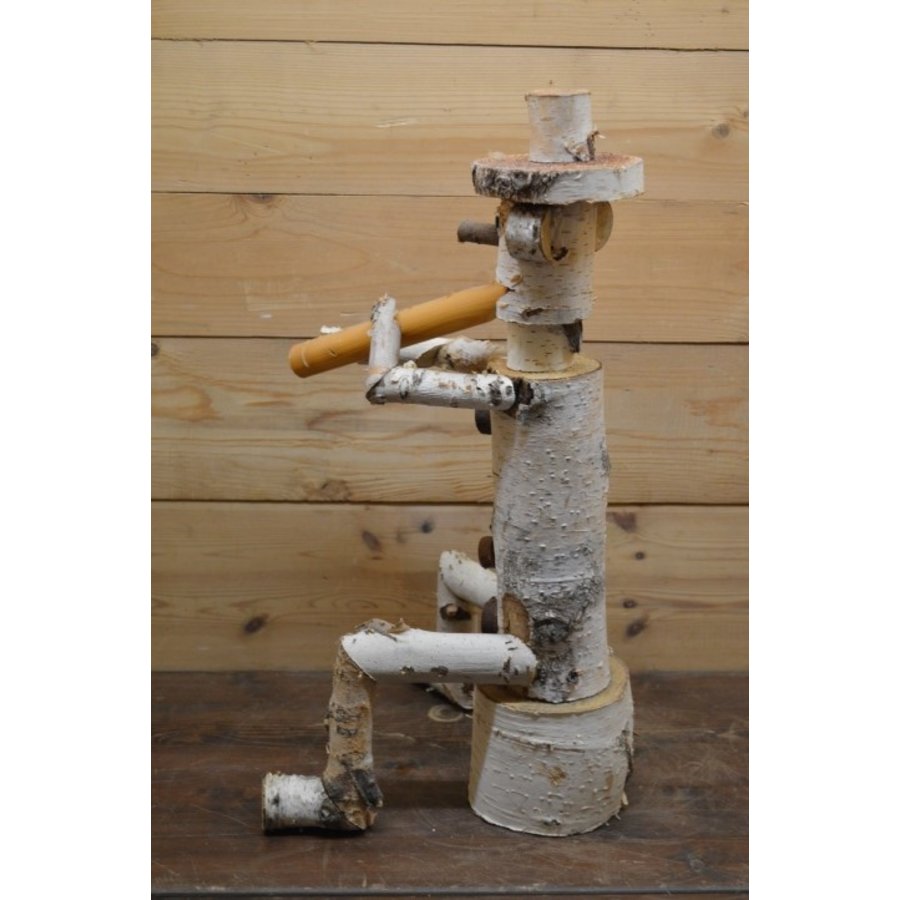 Decoratief mannetje van berkenhout met blokfluit-4