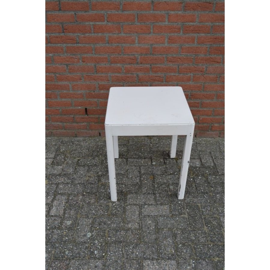 Brocante vierkant bijzettafeltje van oud eikenhout-3