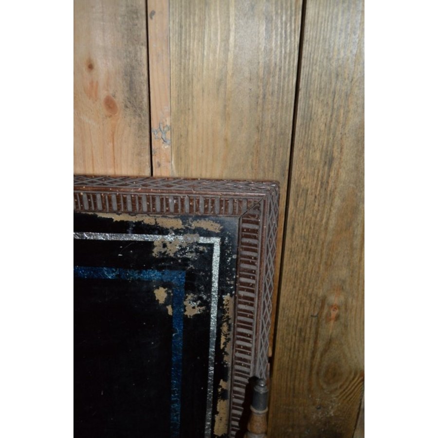 Antiek houten dienblad uit de jaren 20 met metalen handgrepen-4