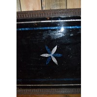 thumb-Antiek houten dienblad uit de jaren 20 met metalen handgrepen-5