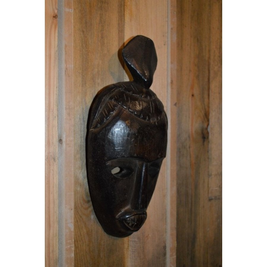 Afrikaans houten masker van zwart glimmend teakhout uit Ghana-2