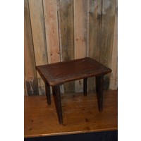 thumb-Vintage krukje met donker rood leren zitting-1