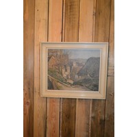 thumb-landschap schilderwerk in een lijst op linnendoek-1