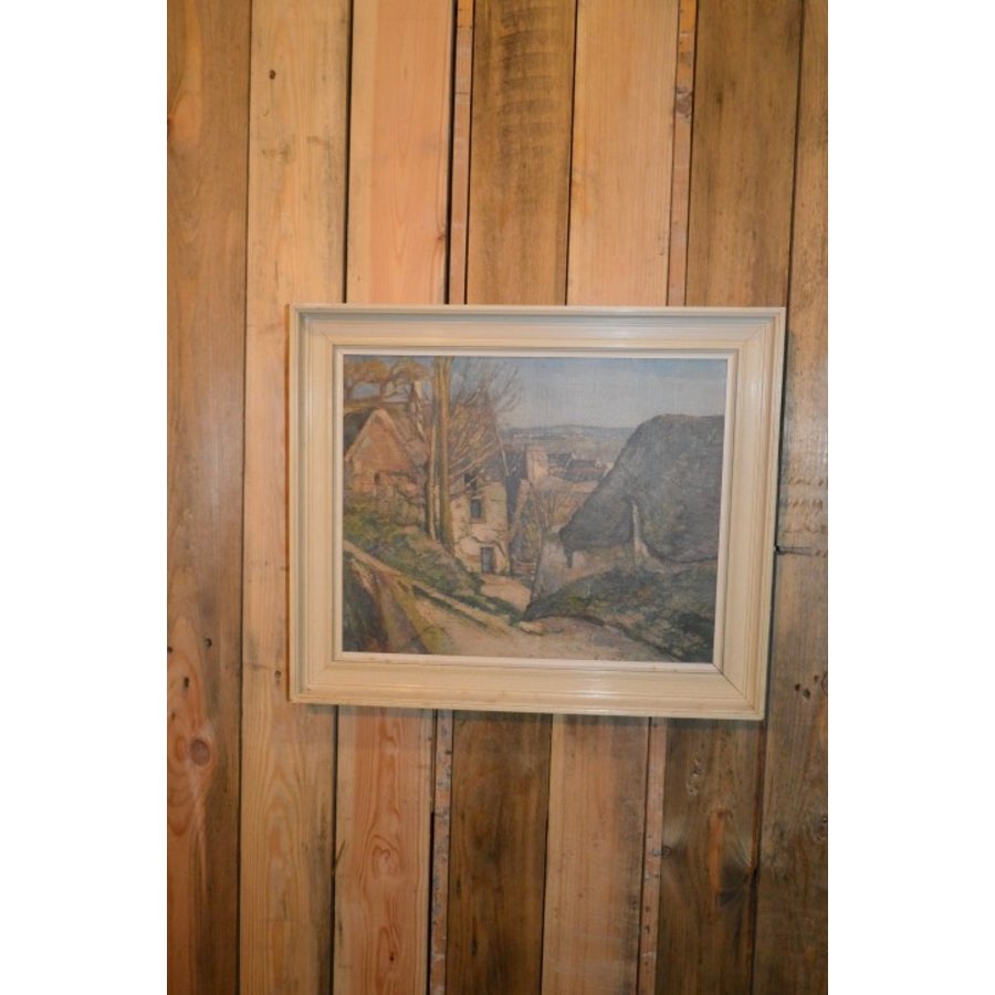 Rustiek landschap op linnen in retro lijst-1