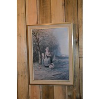 thumb-Vintage ingelijste poster van moeder en dochter-3
