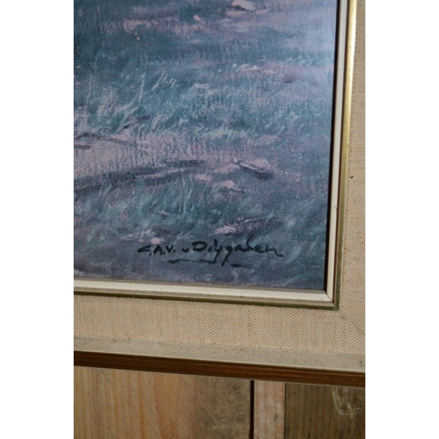 Poster van moeder en dochter in landschap in vintage lijst-4