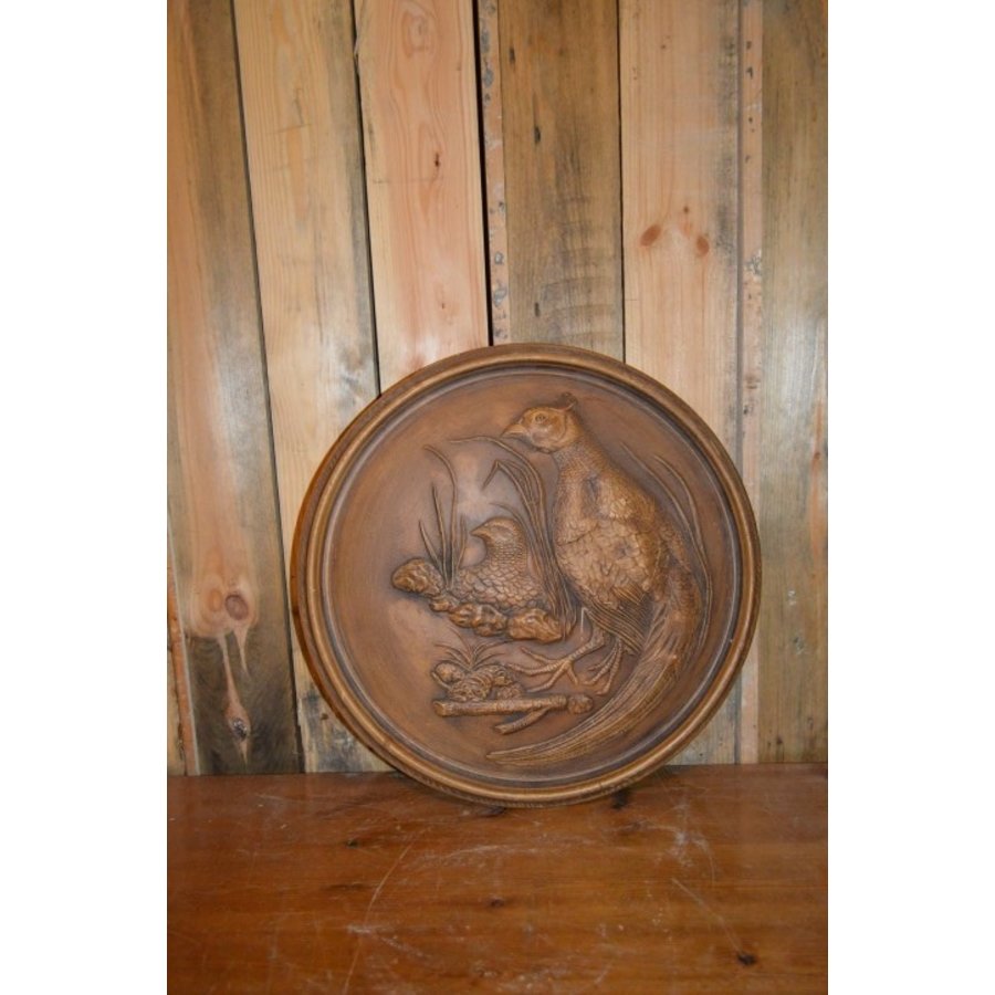 Gipsen wandornament met broedend fazantenpaar-4