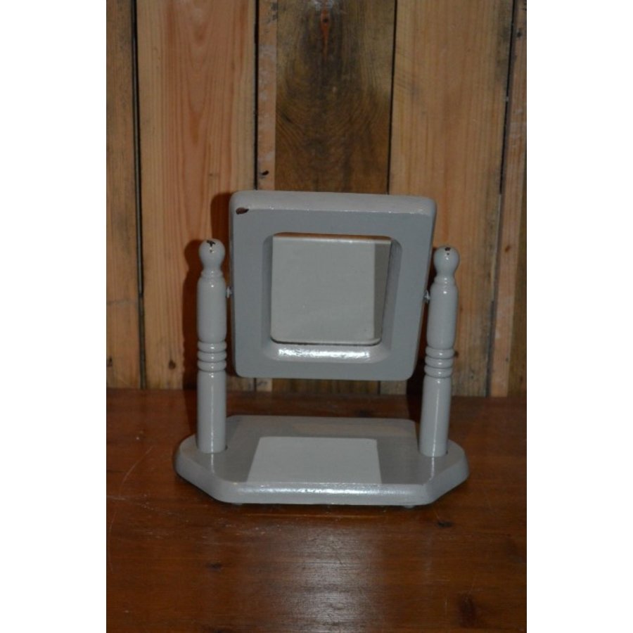 Vintage kantelbare make-up spiegel in houten frame jaren 50–60-3