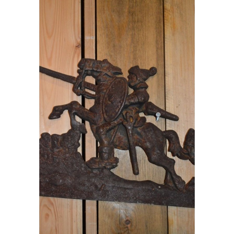 Zeldzaam gietijzeren wandornament Don Quichot en Sancho Panza-3