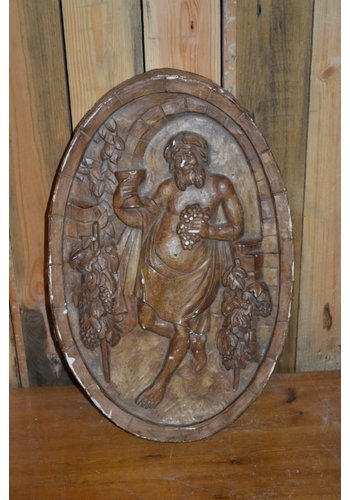 Wijngod Bacchus wandbord van gips 