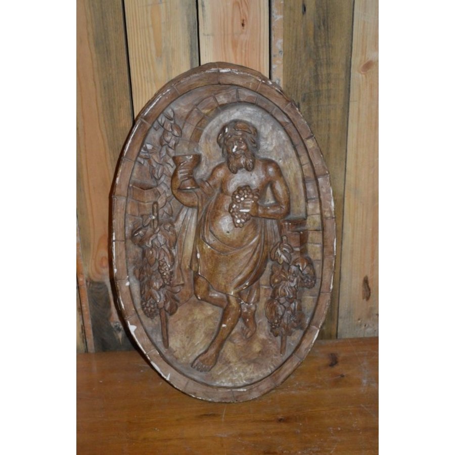 Ovaal Bacchus wandbord van gips-1