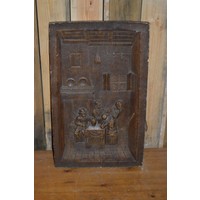 thumb-Middeleeuws wandtafereel met mensen in gelagkamer gegoten decoratieplaat-1