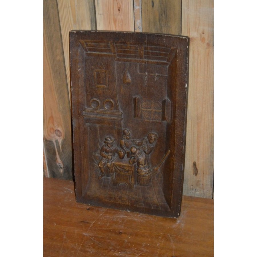 Decoratieve wandplaat met middeleeuwse gelagkamer scène-3