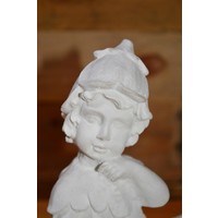 thumb-Betonnen bloempotje van elfje met bloemvormig wagentje-2