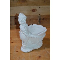 thumb-Betonnen beeld elfje met bloemenwagentje plantenbakje-4