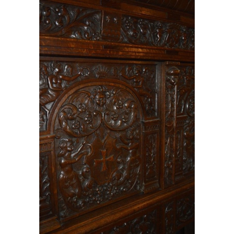 Antieke Hollandse rozenkast rond 1920 met houtsnijwerk-4