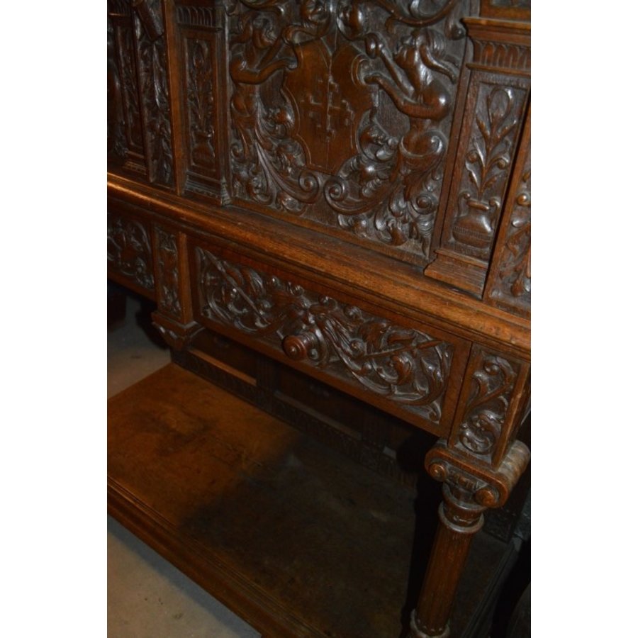 Antieke Hollandse rozenkast rond 1920 met houtsnijwerk-5