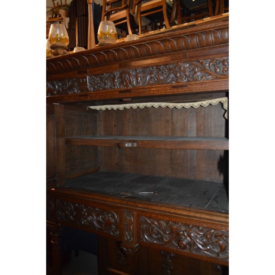 Antieke Hollandse rozenkast rond 1920 met houtsnijwerk-6