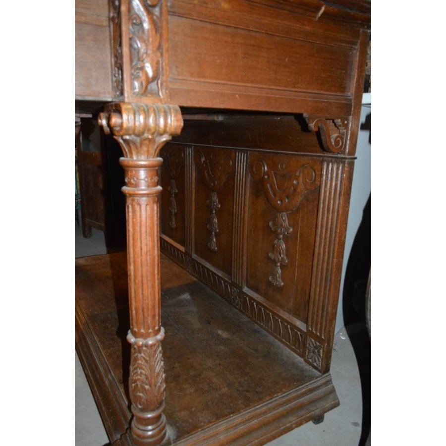 Antieke Hollandse rozenkast rond 1920 met houtsnijwerk-9