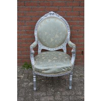 thumb-Brocante barok armstoel – Zilvergrijs geschilderd-2
