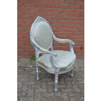 thumb-Brocante barok armstoel – Zilvergrijs geschilderd-1