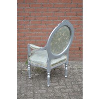 thumb-Brocante barok armstoel – Zilvergrijs geschilderd-3