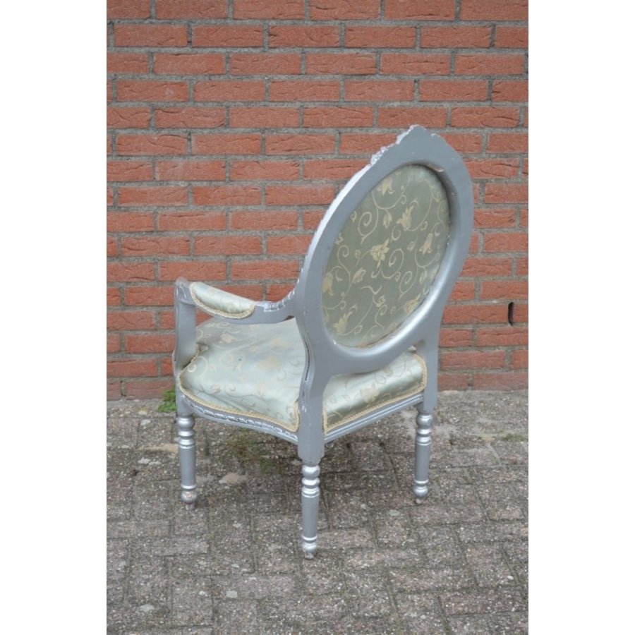Brocante barok armstoel – Zilvergrijs geschilderd-3