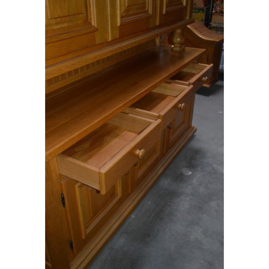 Massief eiken buffet wandkast met 3-dubbele toog-5