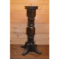 thumb-Vintage eikenhouten kandelaar voor grote kaars-1