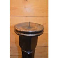 thumb-Vintage eikenhouten kandelaar voor grote kaars-2