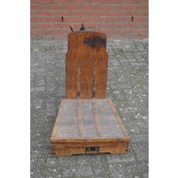 thumb-Antieke bascule weegschaal met eikenhouten frame-2