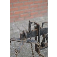 thumb-Antieke bascule weegschaal met eikenhouten frame-4