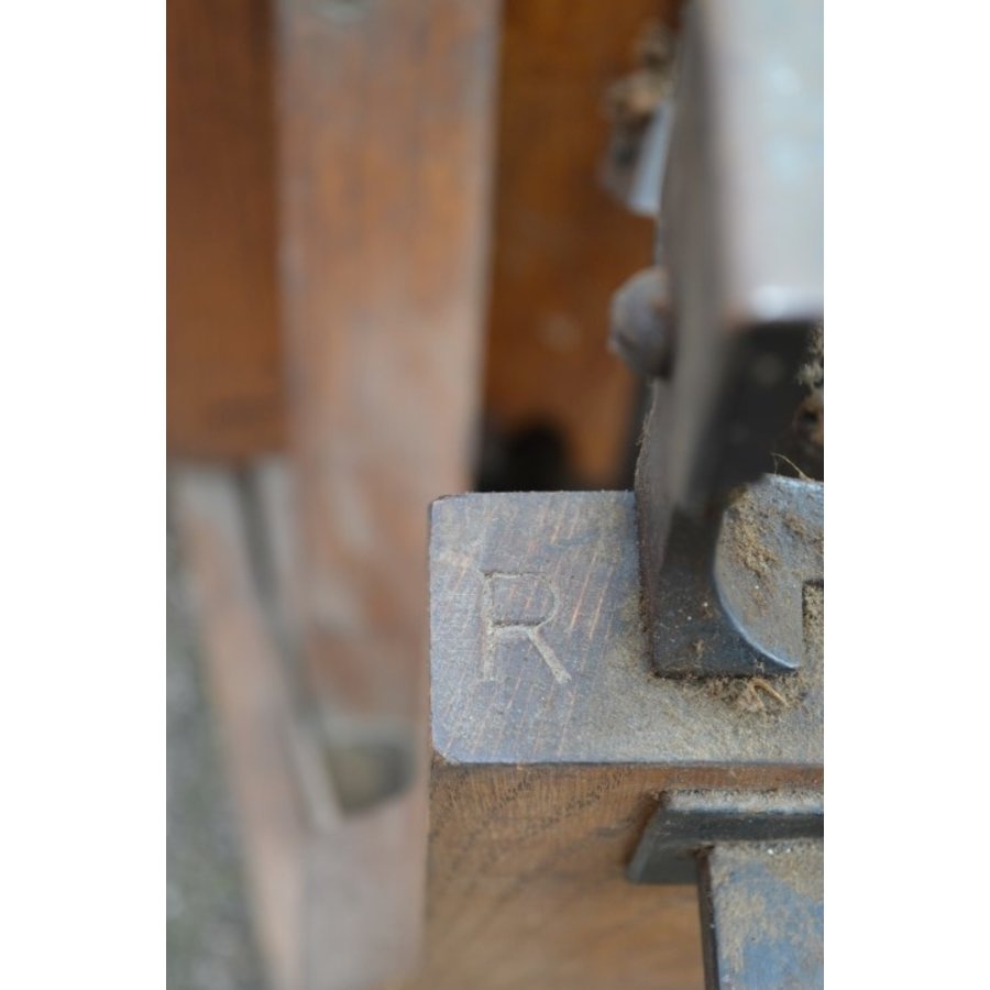 Antieke bascule weegschaal met eikenhouten frame-6