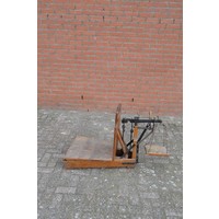 thumb-Antieke bascule weegschaal met eikenhouten frame-9