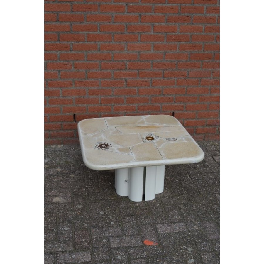 Kingma design salontafel Brutalist – Paul en Marcus Kingma jaren 90 met natuursteen en messing-1