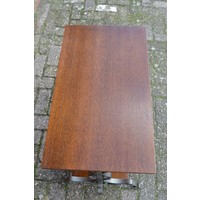 thumb-Vintage bijzettafeltje – sierlijk metalen onderstel met donker eiken bladen-5