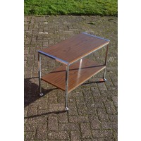 thumb-Vintage Mid Century trolley met walnoot fineer-1