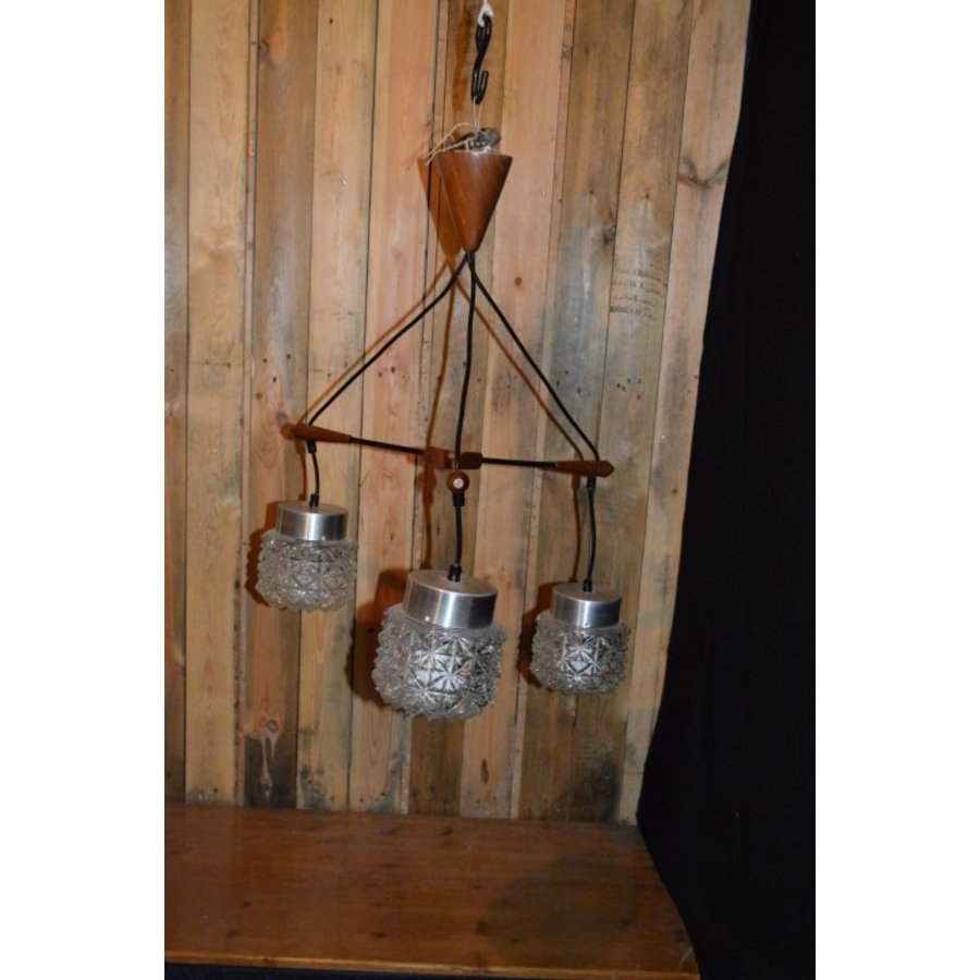 Retro hanglamp met glazen kapjes│jaren 60 lamp│Loodsvol.com - Loodsvol.com