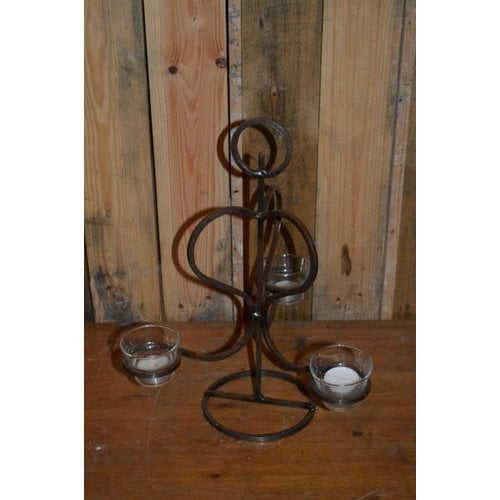 Metalen kandelaar 3 waxinelichtjes hangbaar 