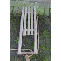 thumb-Traditionele houten slee met metalen glijders-4
