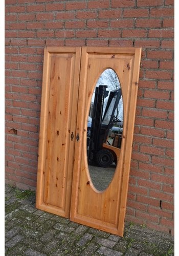 Grenen kastdeuren set met spiegel 
