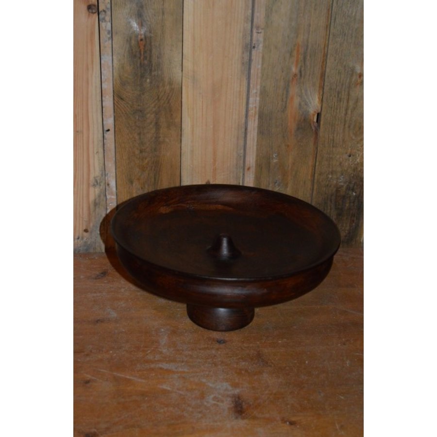 Ronde houten decoratieve schaal-2