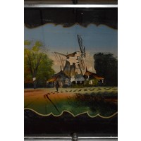 thumb-Oud dienblad met beschilderd glas-2