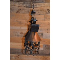 thumb-Landelijke hanglamp van smeedijzer en hout met twee lichtpunten-4