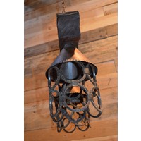 thumb-Landelijke hanglamp van smeedijzer en hout met twee lichtpunten-6