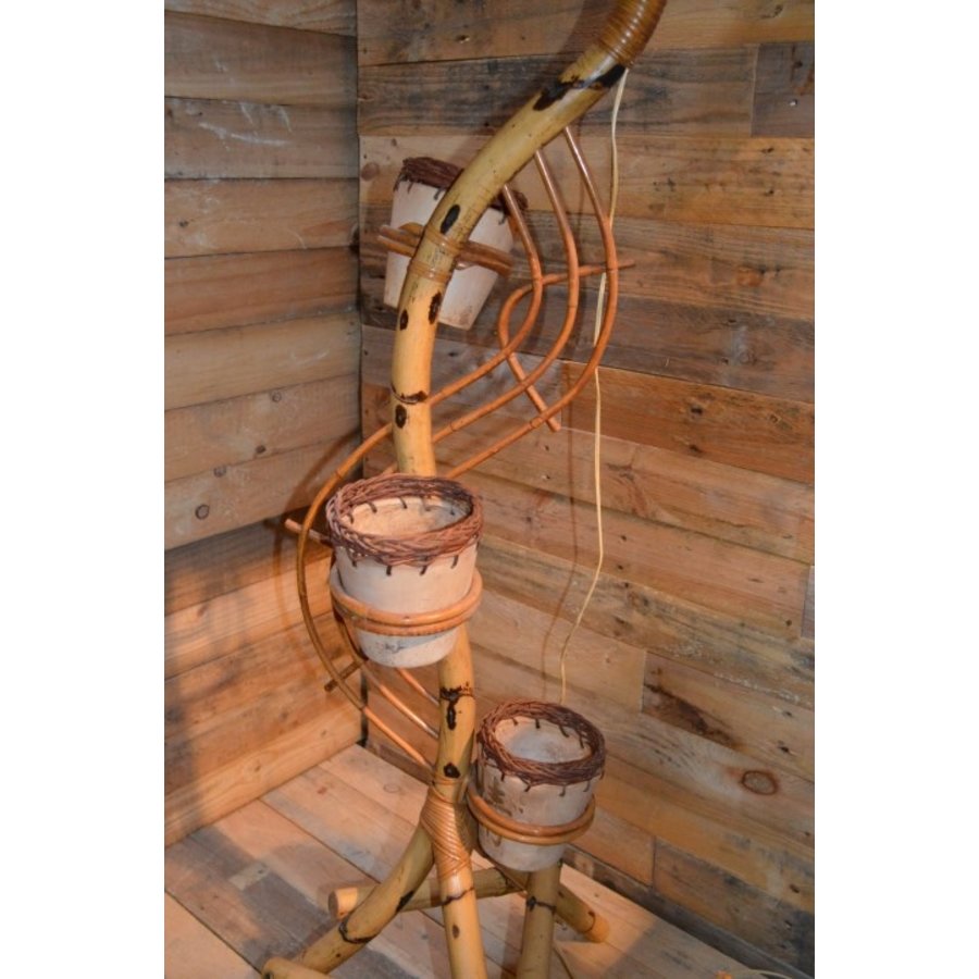 Retro rotan slanglamp met 3 planten hangers-3